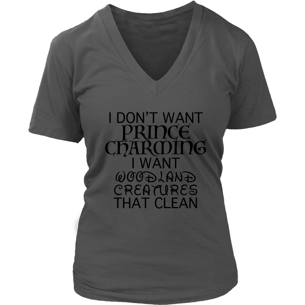 Cleaning Woodland Creatures Ladies V-Neck Shirt
