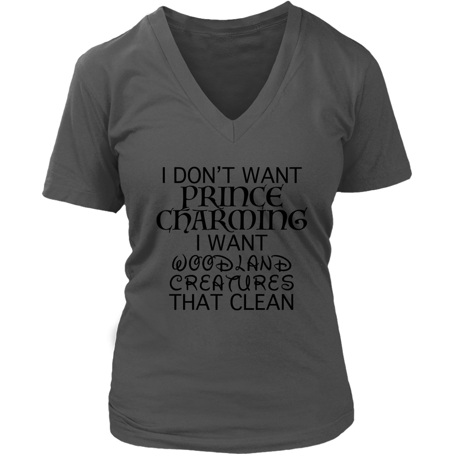 Cleaning Woodland Creatures Ladies V-Neck Shirt