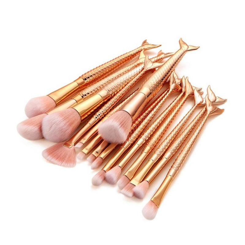 Golden Mermaid Makeup Brushes Set