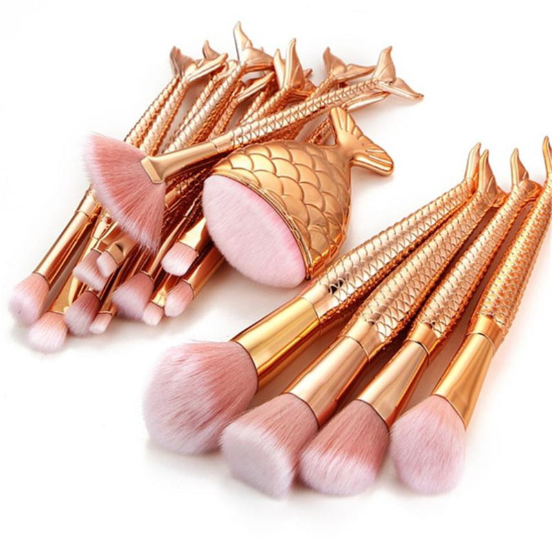 16PC Gold Mermaid Makeup Brush Set