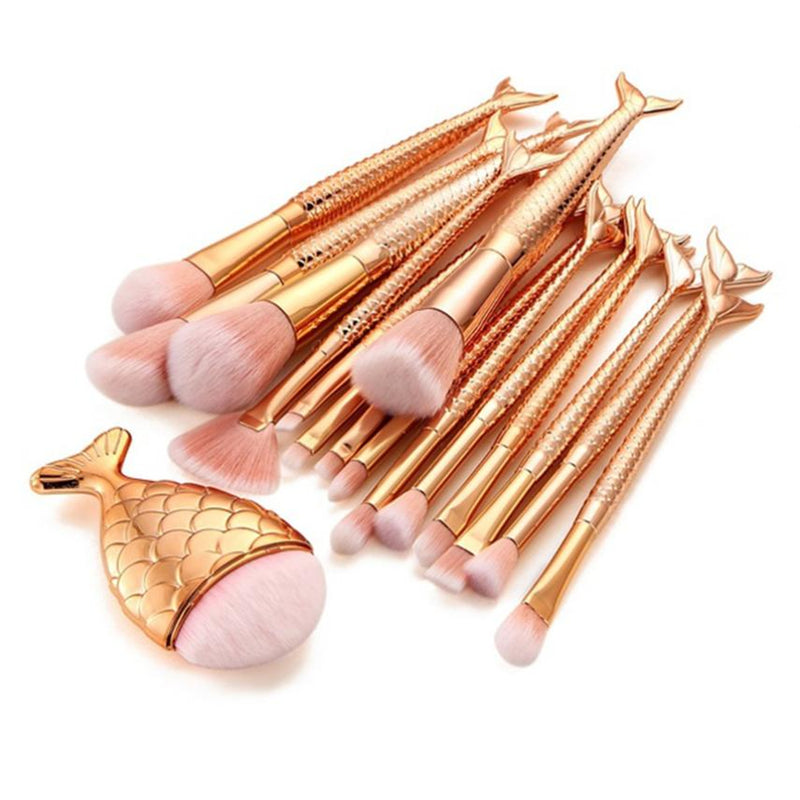 Golden Mermaid Makeup Brushes Set