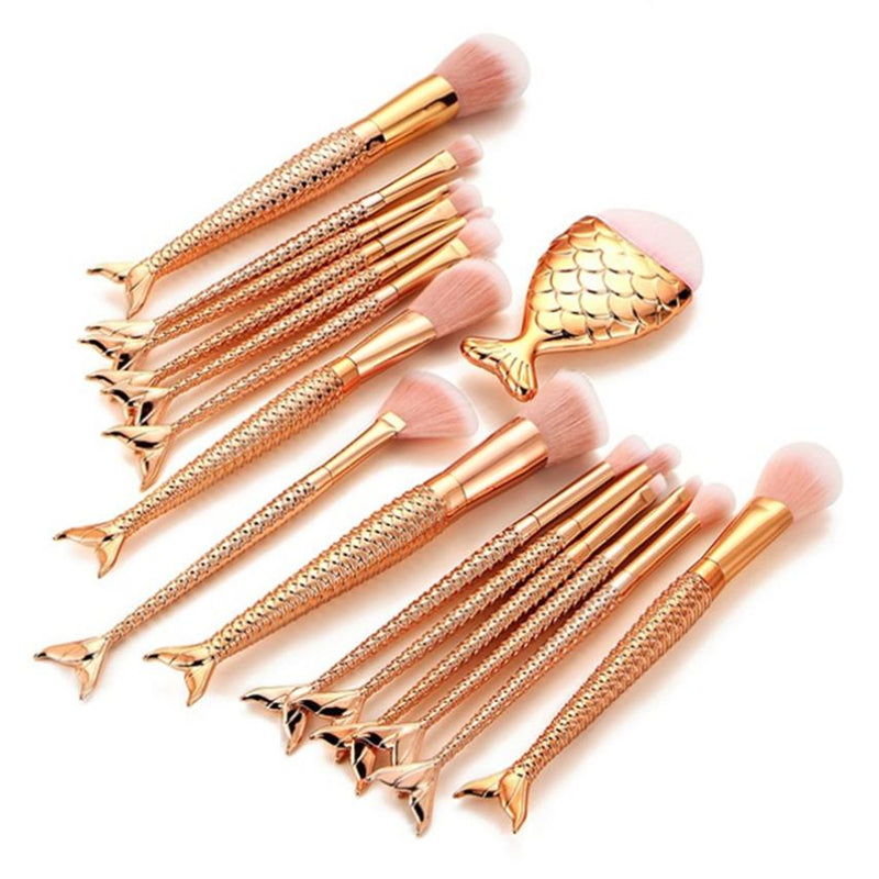 Golden Mermaid Makeup Brushes Set