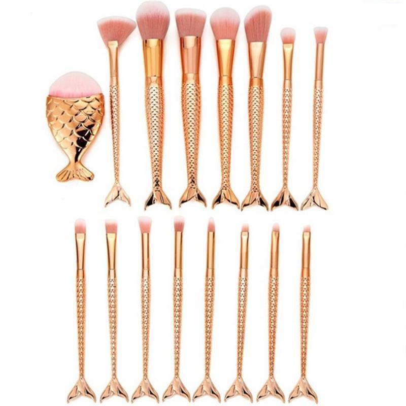 Golden Mermaid Makeup Brushes Set