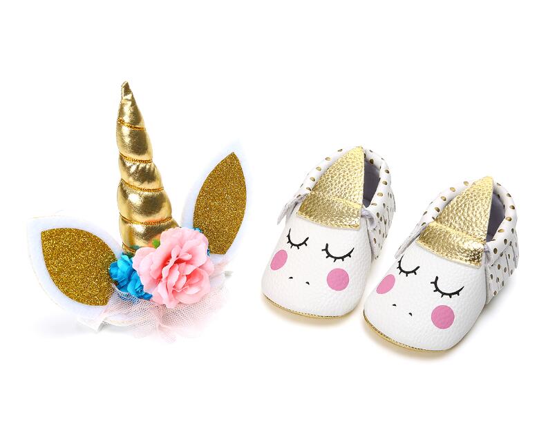 Unicorn Headband & Moccasin Set