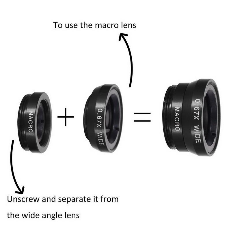 3 in 1 Smartphone Wide Angle/Macro/Fisheye Lens