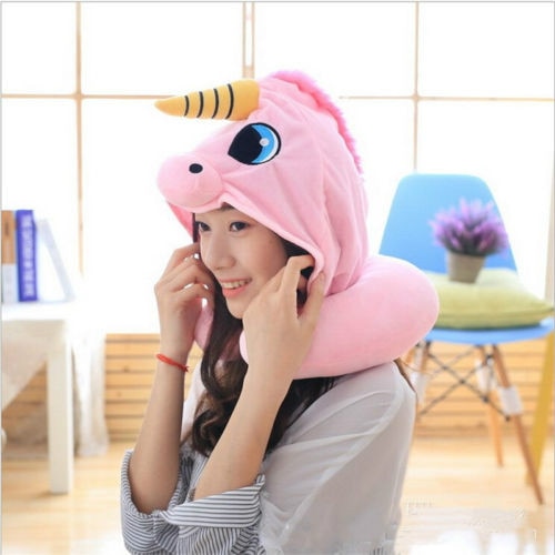 Unicorn Neck Travel Pillow with Hood