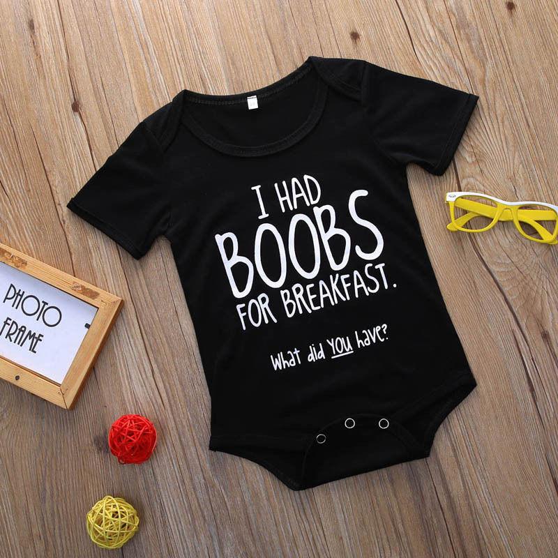 Funny Baby "Boobs For Breakfast" Onsie