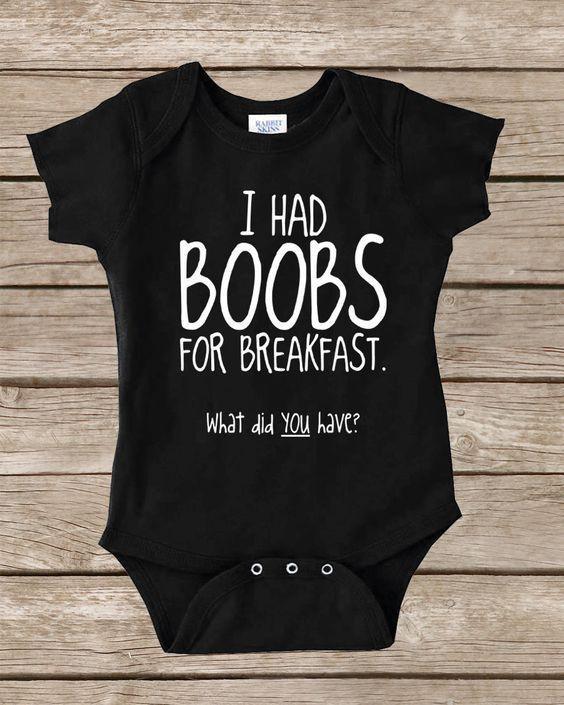Funny Baby "Boobs For Breakfast" Onsie