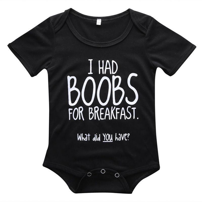 Funny Baby "Boobs For Breakfast" Onsie