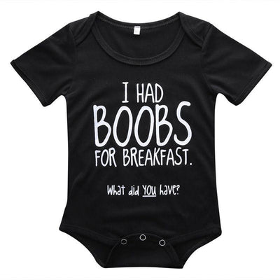 Funny Baby "Boobs For Breakfast" Onsie