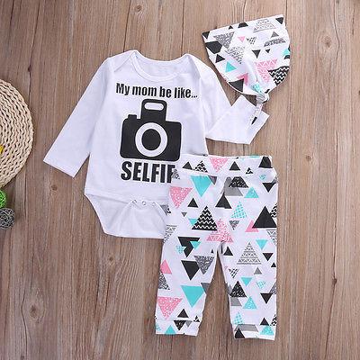 Baby Selfie 3pc Leggings, Romper & Hat Set