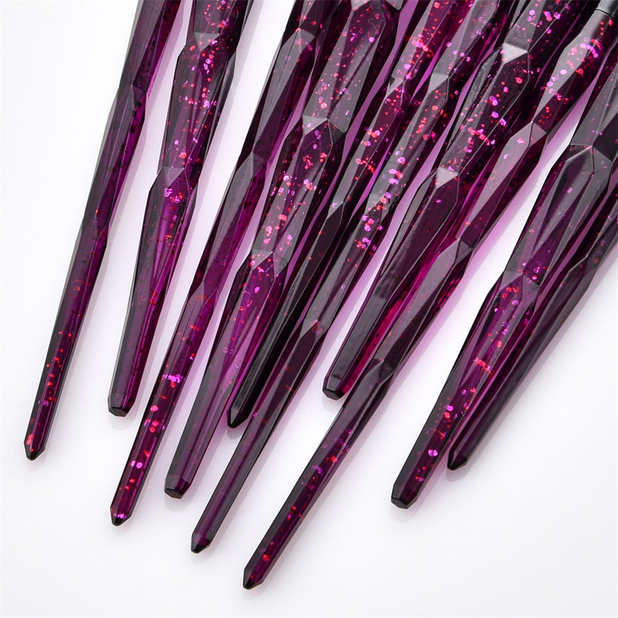 10pc Pink and Black Unicorn Makeup Brush Set