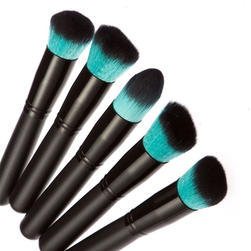 10pc Black & Blue Wood Makeup Brush Set