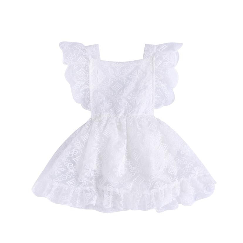 White Lace Ruffle Dress
