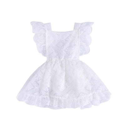 White Lace Ruffle Dress