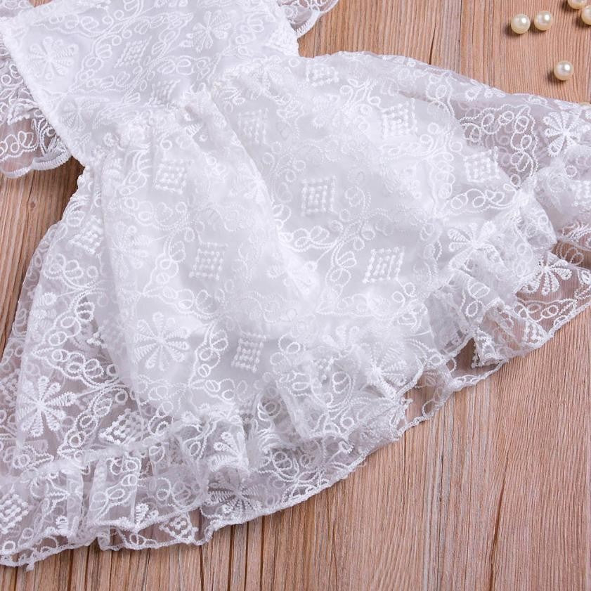 White Lace Ruffle Dress