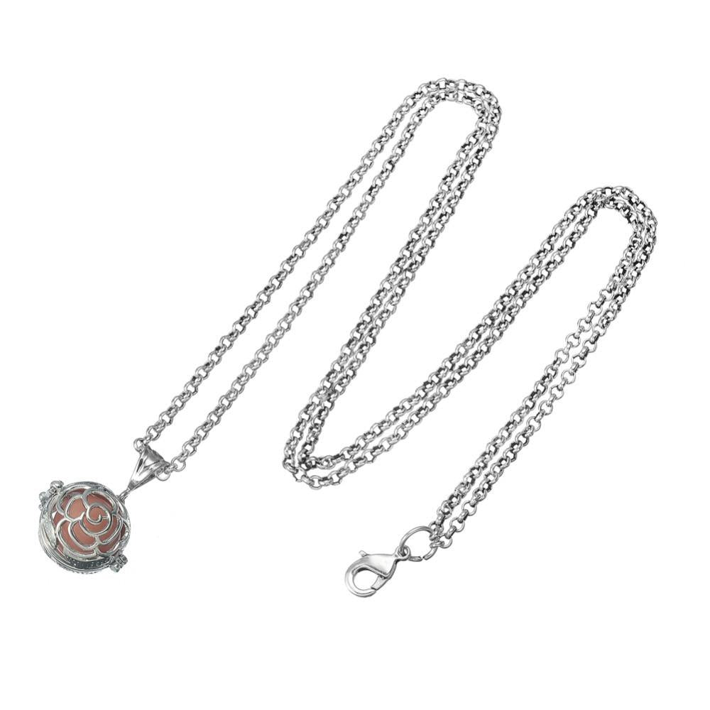 Round Essential Oil Flower Pendant With Glow-In-The-Dark Insert