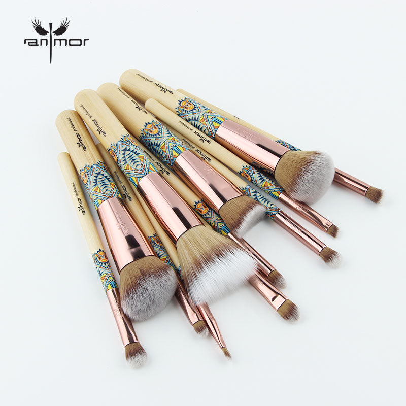 Ranmor 12pc Wood Makeup Brush Set