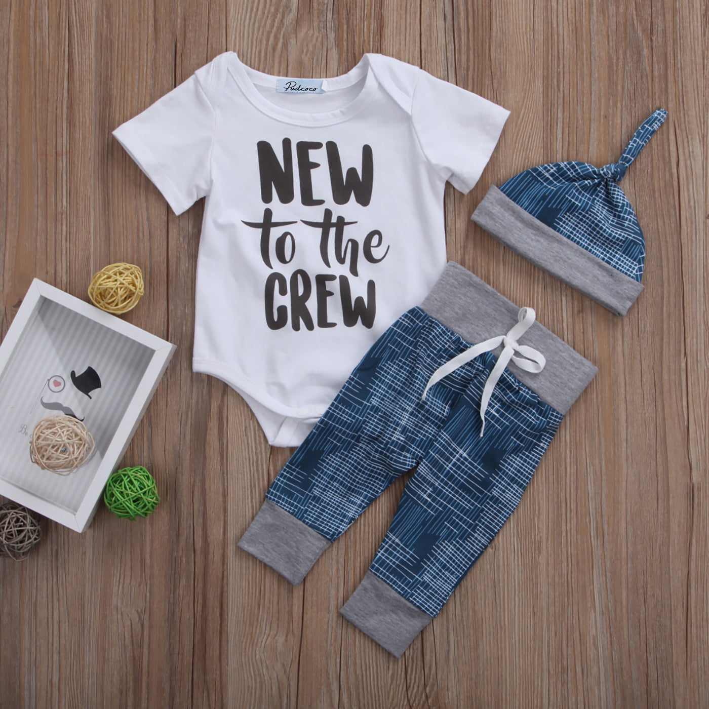 Denim 'New To The Crew' Baby Outfit
