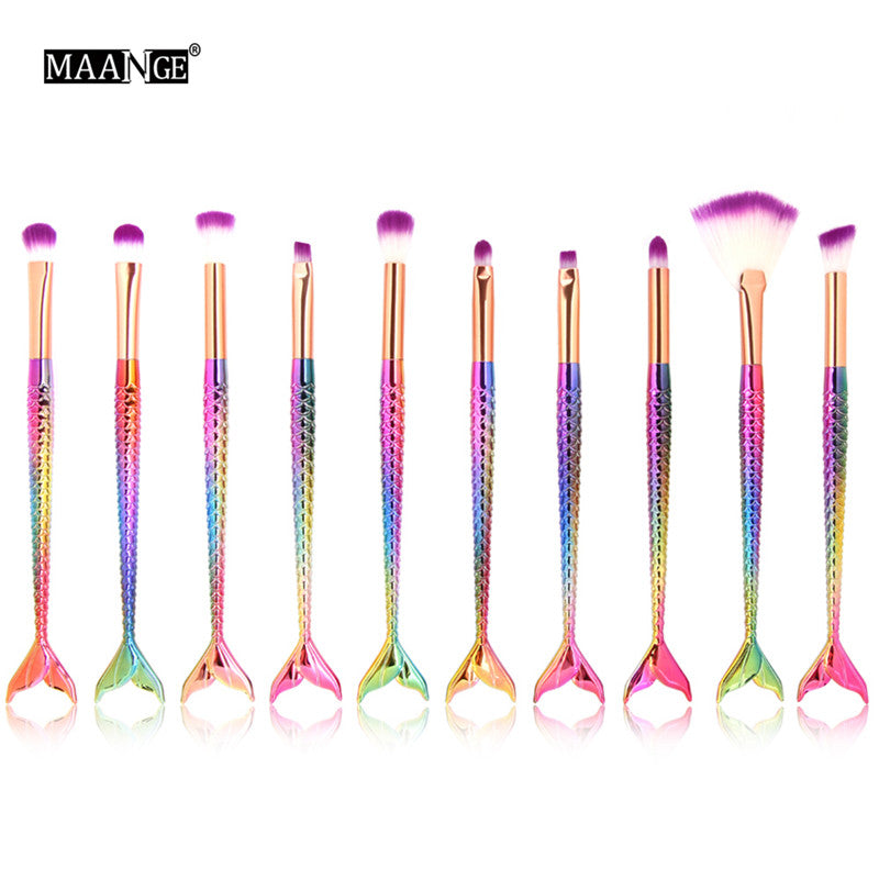 10pc Mermaid Makeup Brush Set