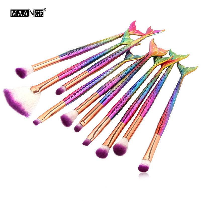 10pc Mermaid Makeup Brush Set