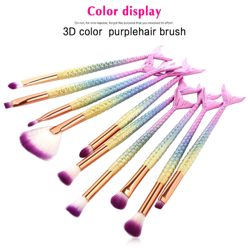 10pc Mermaid Makeup Brush Set