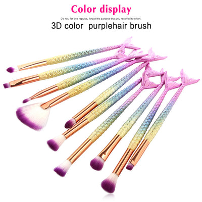 10pc Mermaid Makeup Brush Set