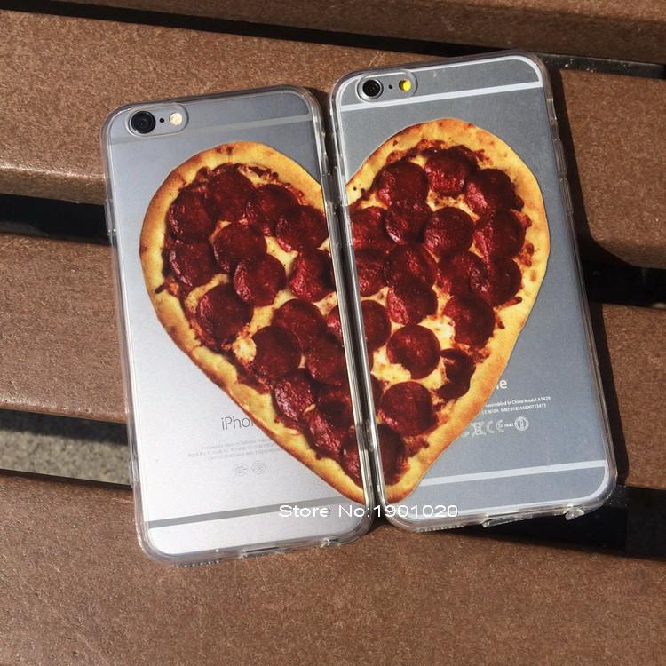 TPU+PC Love Heart Pizza Cover for iPhone 5 6 6plus Pizza Couple Printed Plastic phone Case for iPhone 5  6  6plus