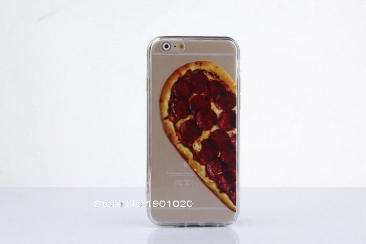 TPU+PC Love Heart Pizza Cover for iPhone 5 6 6plus Pizza Couple Printed Plastic phone Case for iPhone 5  6  6plus