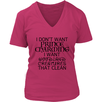 Cleaning Woodland Creatures Ladies V-Neck Shirt