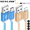 VOXLINK 0.5m/1m/2m/3m Nylon Braided Micro/Lightning to USB Data/Charging Cable for iPhone/Android