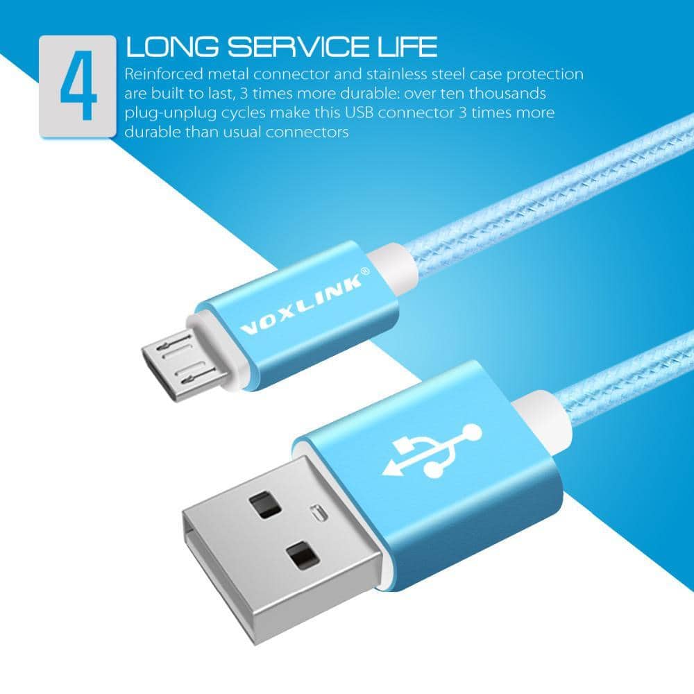 VOXLINK 0.5m/1m/2m/3m Nylon Braided Micro/Lightning to USB Data/Charging Cable for iPhone/Android