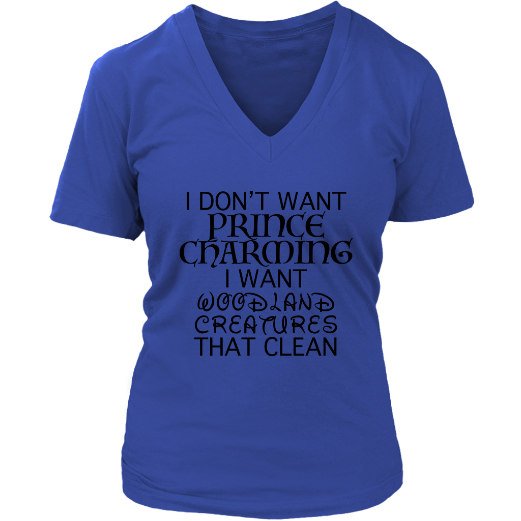 Cleaning Woodland Creatures Ladies V-Neck Shirt