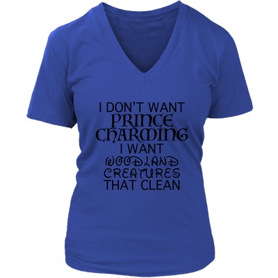 Cleaning Woodland Creatures Ladies V-Neck Shirt