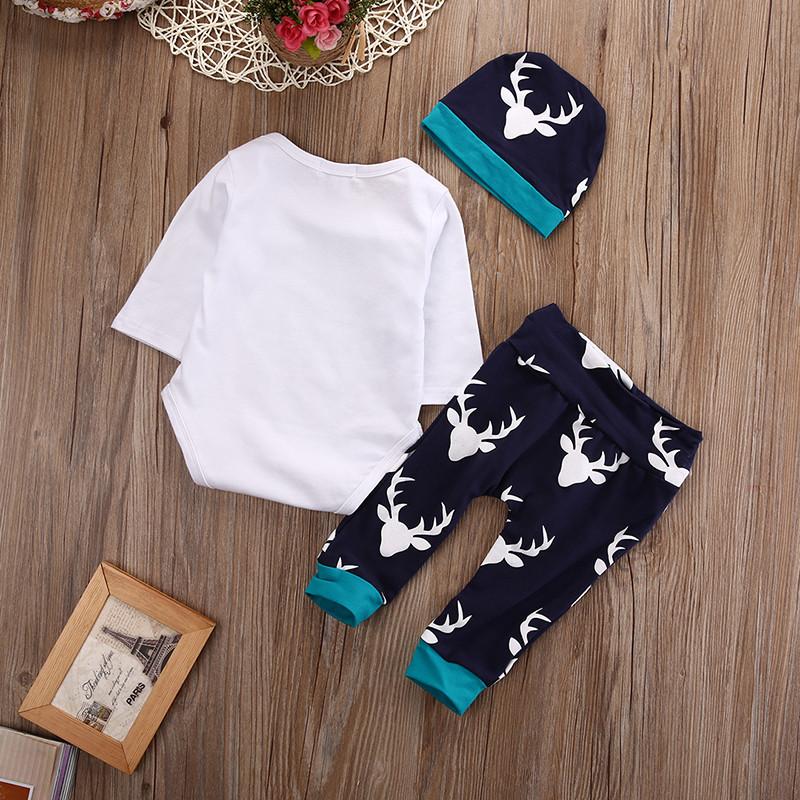 'Hello World' 3pc Deer Leggings, Romper & Hat Set