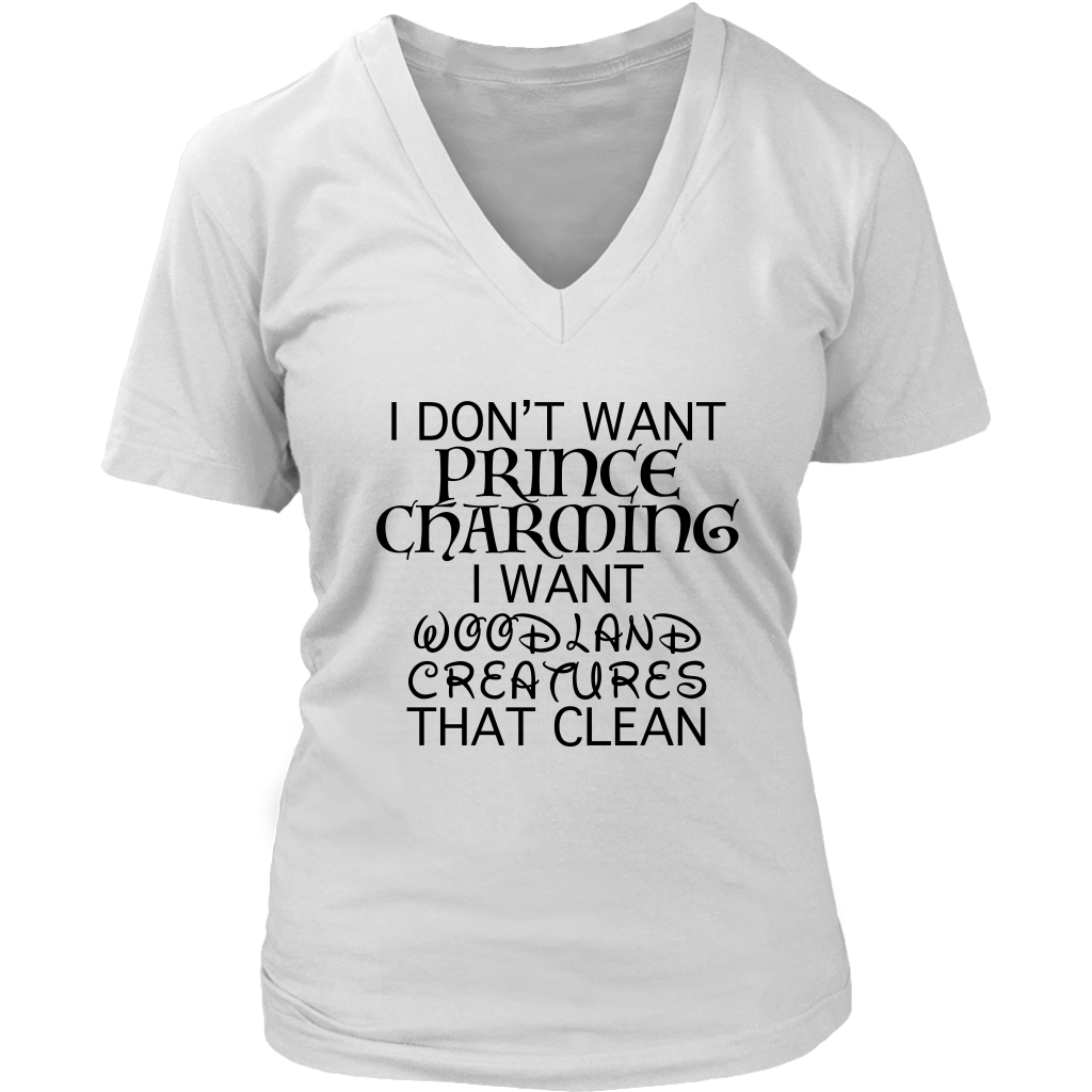 Cleaning Woodland Creatures Ladies V-Neck Shirt