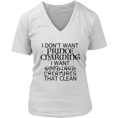 Cleaning Woodland Creatures Ladies V-Neck Shirt