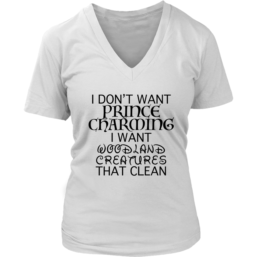 Cleaning Woodland Creatures Ladies V-Neck Shirt