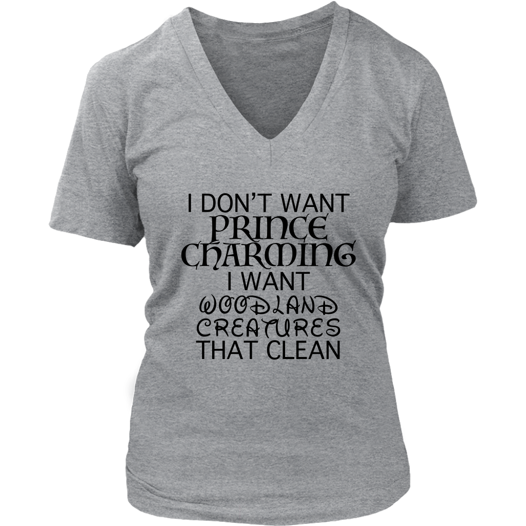 Cleaning Woodland Creatures Ladies V-Neck Shirt