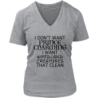 Cleaning Woodland Creatures Ladies V-Neck Shirt