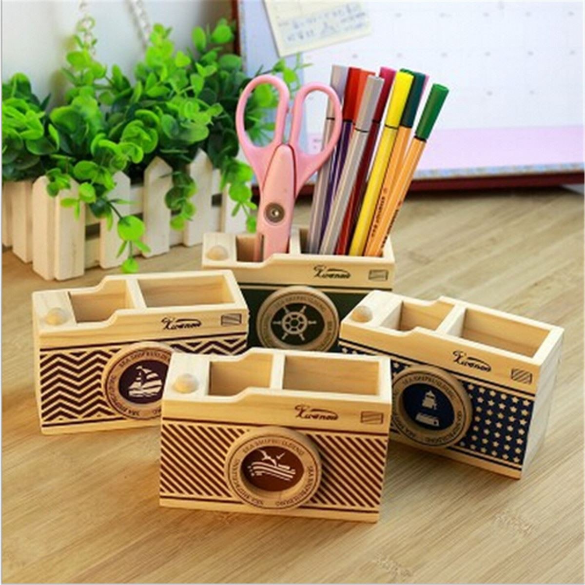Handmade Wooden Camera Storage Box/Pen Pencil Holder