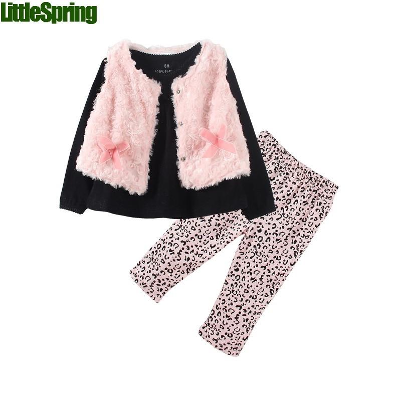 Baby Girls 3pcs  vest shirts and pants outfit
