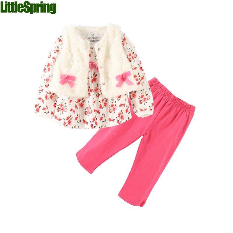 Baby Girls 3pcs  vest shirts and pants outfit