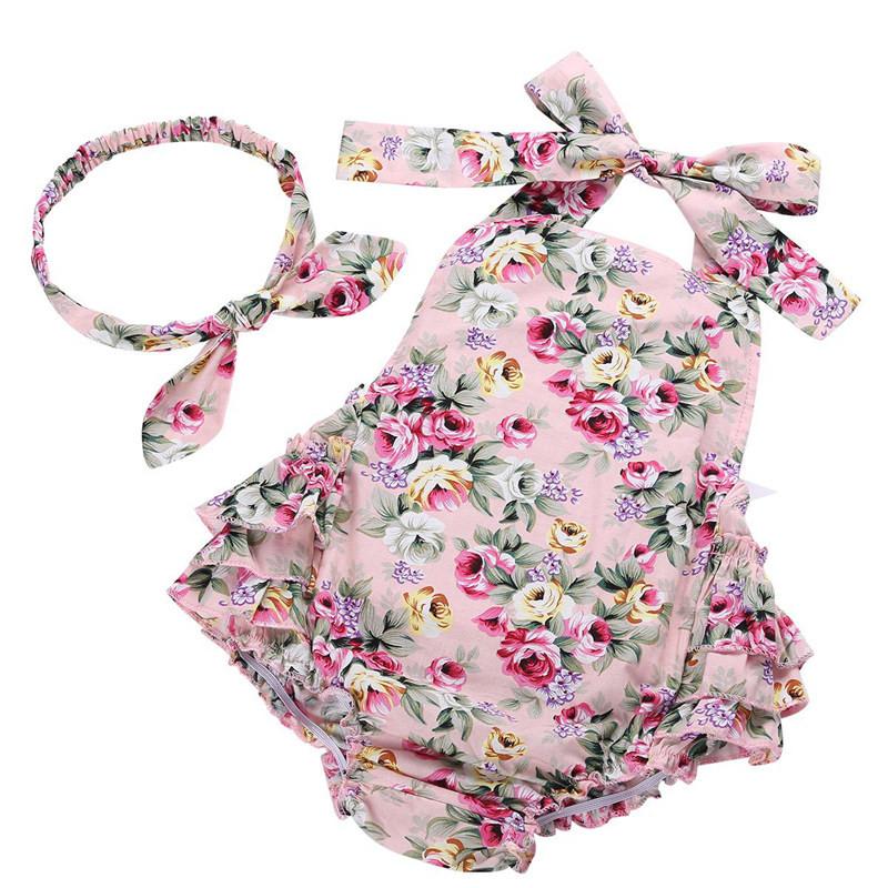 Floral Baby Girl Romper & Headband