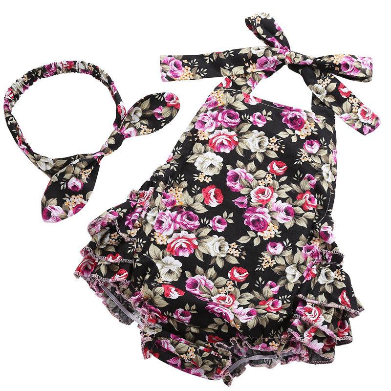 Floral Baby Girl Romper & Headband