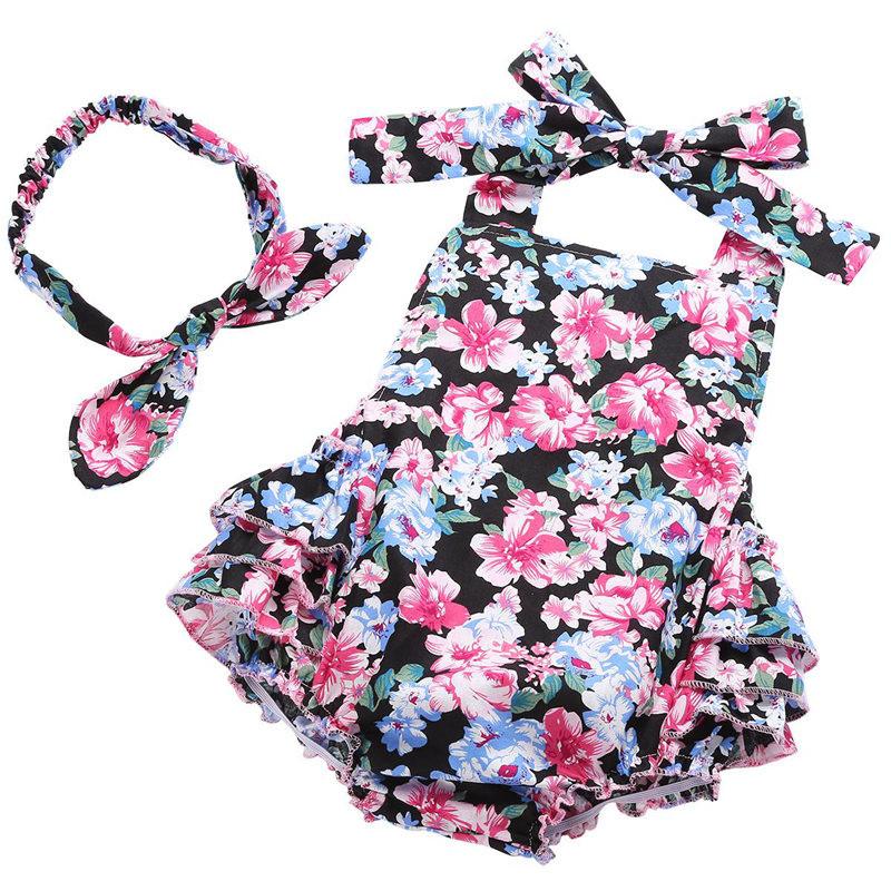 Floral Baby Girl Romper & Headband