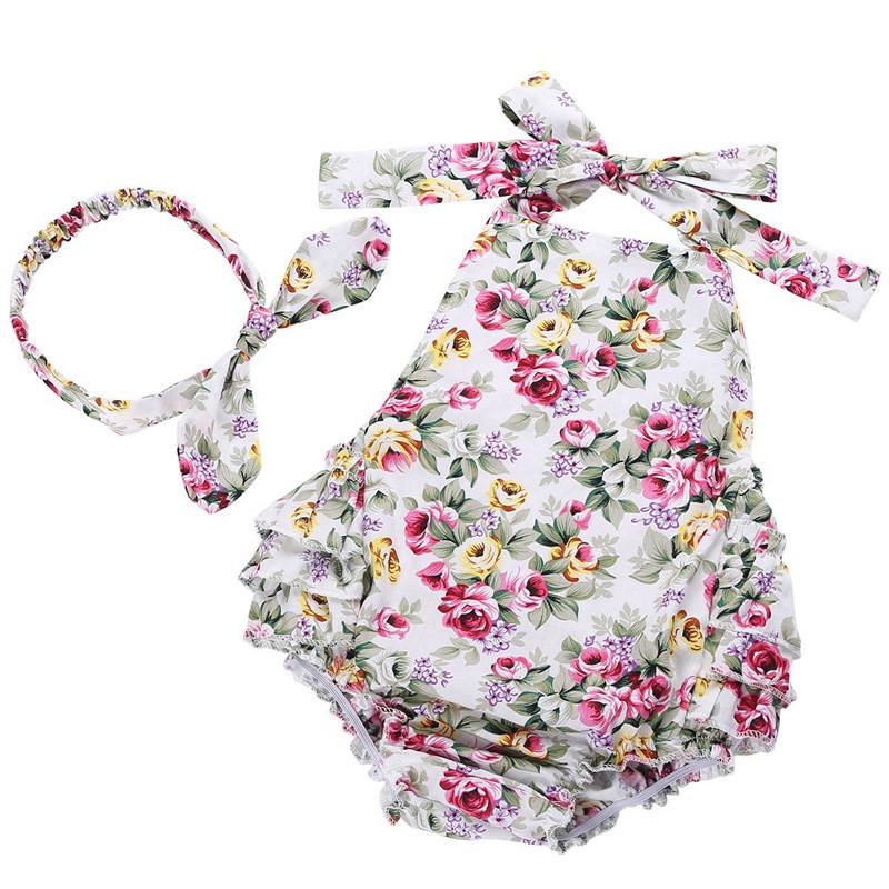 Floral Baby Girl Romper & Headband