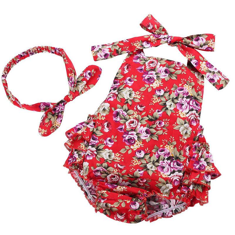 Floral Baby Girl Romper & Headband