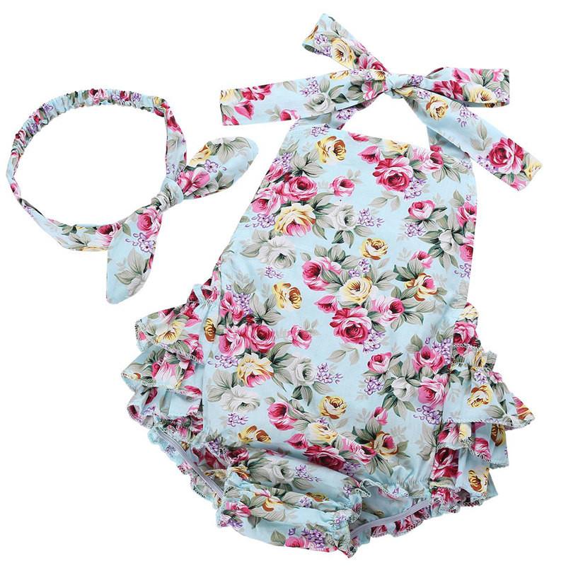 Floral Baby Girl Romper & Headband