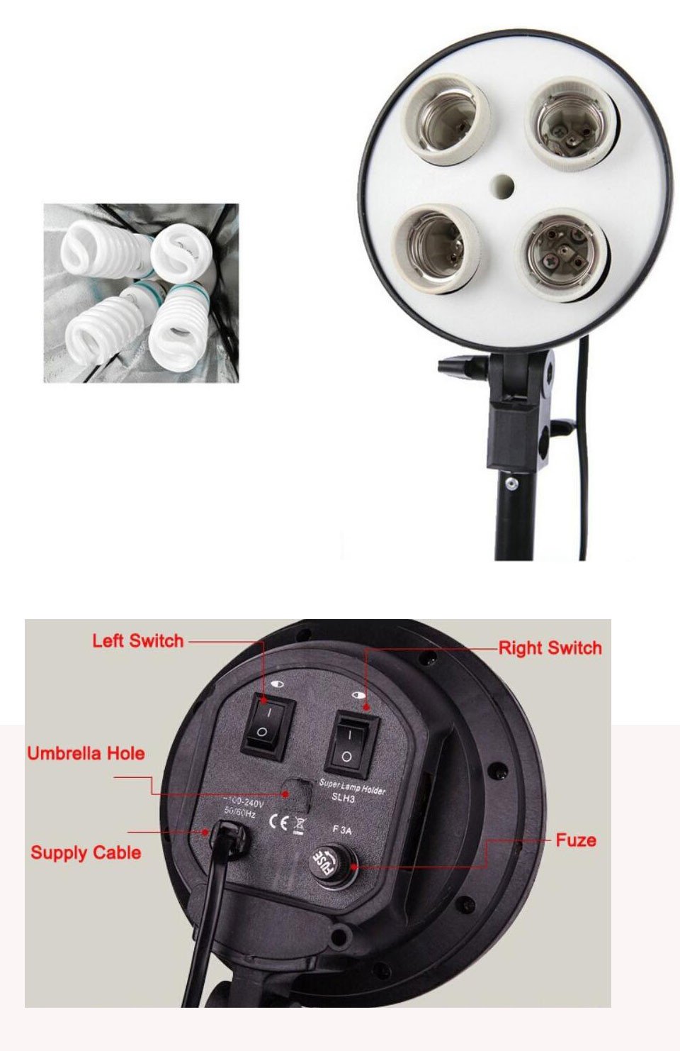 100-240V Photo Studio Photography Continuous Light Softbox Kit